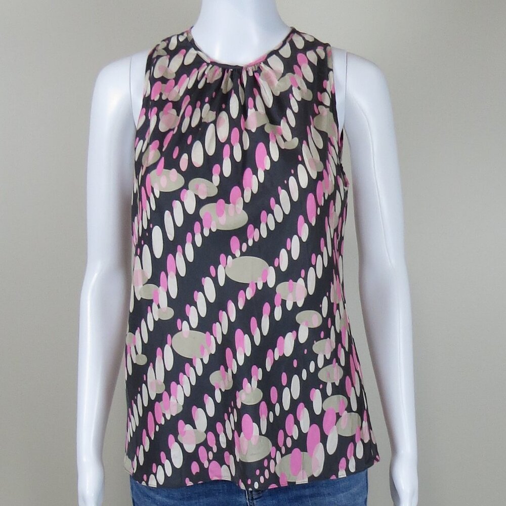 WORTH 100% Silk Sleeveless Top SIZE 6 Abstract Ovals